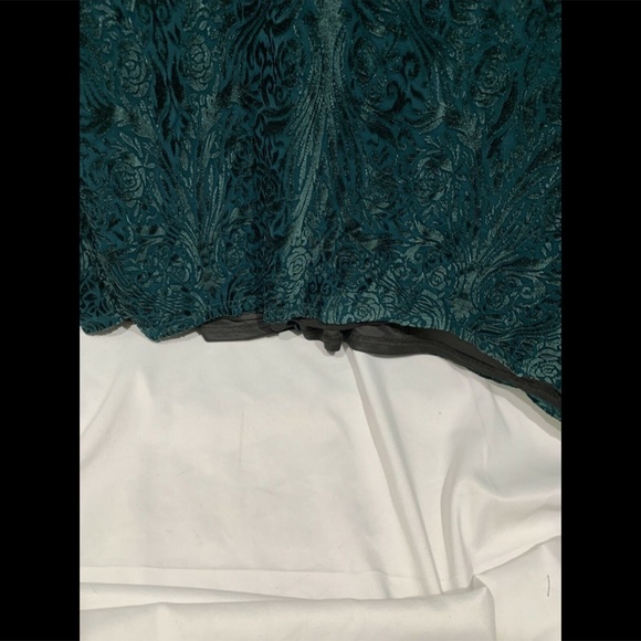 NEW Tadashi Shoji V-Neck‎ Velvet & Illusion Gown in Black/Forest [PLUS 18W ] - Picture 10 of 16